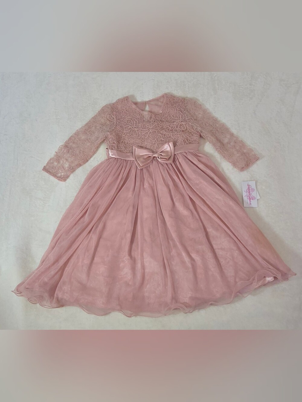 Formal Bonnie Jean Girls 16 Blush Pink Lace Sequin Tulle Formal Dress NWT